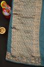 Bandhani Silk Teal Blue Saree With Swans In Bandhani Body