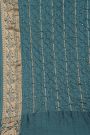 Bandhani Silk Teal Blue Saree With Swans In Bandhani Body