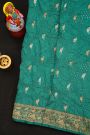 Bandhani Silk Sea Green Saree With Swans In Bandhani Body