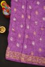 Bandhani Silk Lavender Saree With Swans In Bandhani Body