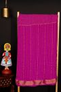 Bandhani Georgette Rani Pink Saree With Zari Lines In Bandhani Dots Body