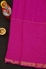 Bandhani Georgette Rani Pink Saree With Zari Lines In Bandhani Dots Body
