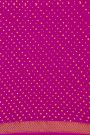 Bandhani Georgette Rani Pink Saree With Zari Lines In Bandhani Dots Body
