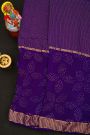 Bandhani Georgette Violet Saree With Bandhani Dots Body