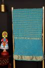 Bandhani Georgette Sky Blue Saree With Zari Kaddi Border