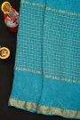Bandhani Georgette Sky Blue Saree With Zari Kaddi Border