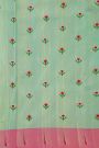 Fusion Paithani SIlk Sea Green Saree With Thread Work And Muniya Border