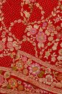 Pure Bandhani Kaddi Georgette Red Saree WIth All Over Florals In Jaal