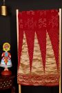 Bandhani Silk Red Saree With Florals And Leaves In Bandhani Body