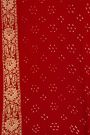 Bandhani Silk Red Saree With Florals And Leaves In Bandhani Body