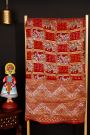 Pure Bandhani Kaddi Georgette Red Saree WIth All Over Floral Jaal