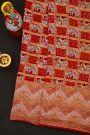 Pure Bandhani Kaddi Georgette Red Saree WIth All Over Floral Jaal