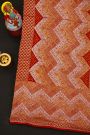 Pure Bandhani Kaddi Georgette Red Saree WIth All Over Floral Jaal