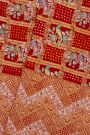 Pure Bandhani Kaddi Georgette Red Saree WIth All Over Floral Jaal