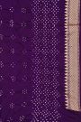 Bandhani Silk Dark Purple Saree With Paithani Border