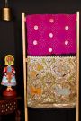 Bandhani Silk Pink Saree With Paithani Border