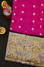 Bandhani Silk Pink Saree With Paithani Border