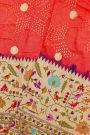 Bandhani Silk Orange Saree With Paithani Border