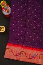 Bandhani Silk Dark Violet Saree With Bandhani Dots Body And Paithani Border
