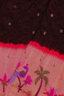 Bandhani Silk Dark Brown Saree With Bandhani Dots Body And Paithani Border