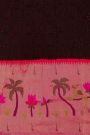Bandhani Silk Dark Brown Saree With Bandhani Dots Body And Paithani Border