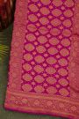 Bandhani Kaddi Georgette Magenta Saree With Bandhani Dots And Florals Body