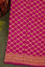 Bandhani Kaddi Georgette Magenta Saree With Bandhani Dots And Florals Body