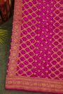 Bandhani Kaddi Georgette Magenta Saree With Bandhani Dots And Florals Body