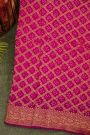 Bandhani Kaddi Georgette Magenta Saree With Bandhani Dots And Florals Body
