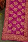 Bandhani Kaddi Georgette Magenta Saree With Bandhani Dots And Florals Body