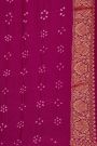Bandhani Kaddi Georgette Magenta Saree With Bandhani Dots And Florals Body