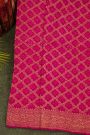 Bandhani Kaddi Georgette Magenta Saree With Bandhani Dots And Florals Body