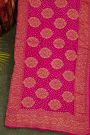 Bandhani Kaddi Georgette Magenta Saree With Bandhani Dots And Florals Body