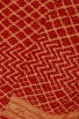 Bandhani Kaddi Georgette Red Saree With Bandhani Dots Body
