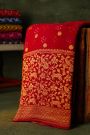 Bandhani Kaddi Georgette Red Saree With Bandhani With Florals