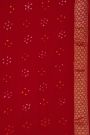 Bandhani Kaddi Georgette Red Saree With Bandhani With Florals