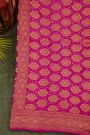 Bandhani Kaddi Georgette Magenta Saree With Bandhani Dots And Florals Body