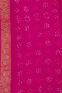 Bandhani Kaddi Georgette Magenta Saree With Bandhani Dots And Florals Body