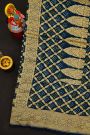 Bandhani Kaddi Georgette Teal Blue Saree With Bandhani Dots And Florals Body