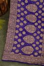 Bandhani Kaddi Georgette Royal Blue Saree With Bandhani Dots And Florals Body