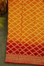 Bandhani Kaddi Georgette Dual Colour Saree With Bandhani Dots And Florals Body