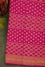 Bandhani Kaddi Georgette Pink Saree With Bandhani Dots And Florals Body