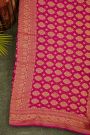 Bandhani Kaddi Georgette Pink Saree With Bandhani Dots And Florals Body