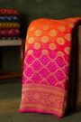 Bandhani Kaddi Georgette Dual Colour Saree With Bandhani Dots And Florals Body
