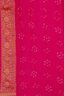 Bandhani Kaddi Georgette Dual Colour Saree With Bandhani Dots And Florals Body