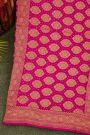 Bandhani Kaddi Georgette Pink Saree With Bandhani Dots And Florals Body