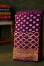 Bandhani Kaddi Georgette Purple Saree With Bandhani Dots And Florals Body