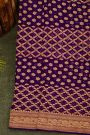 Bandhani Kaddi Georgette Purple Saree With Bandhani Dots And Florals Body
