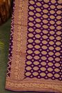 Bandhani Kaddi Georgette Purple Saree With Bandhani Dots And Florals Body