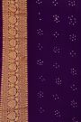 Bandhani Kaddi Georgette Purple Saree With Bandhani Dots And Florals Body